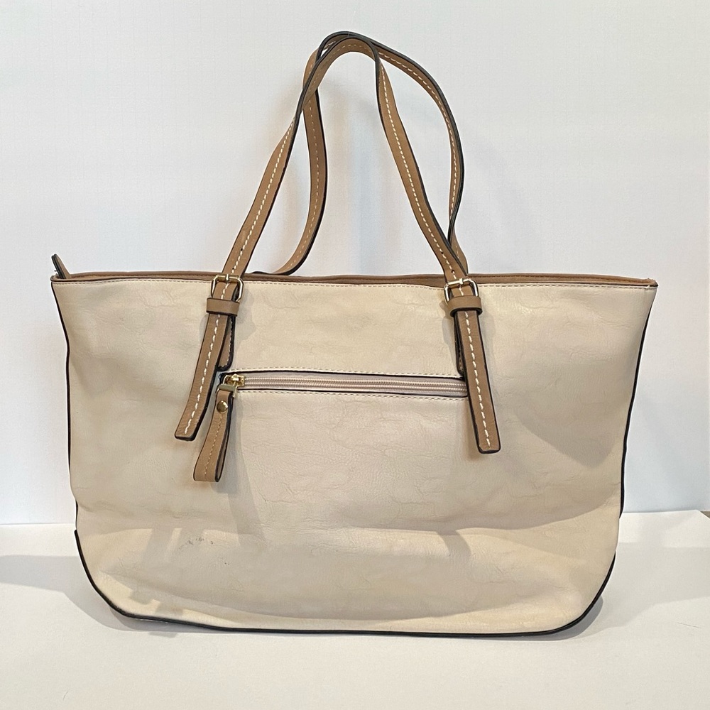 Cream Faux Leather Handbag